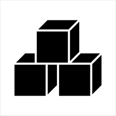 Three cubes vector line icon, vector illustration on white background