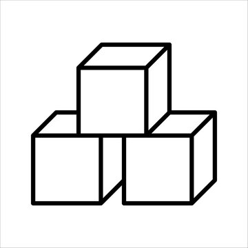Three cubes vector line icon, vector illustration on white background