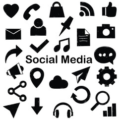 hand drawn social media and website icons