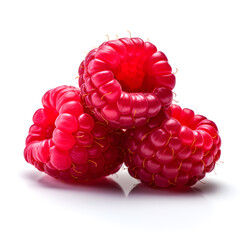 group of raspberry on white background, generative Ai
