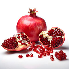 set pomegranate on white background, generative Ai