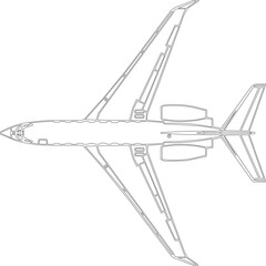 Top view of Airplane G650 isolated on white