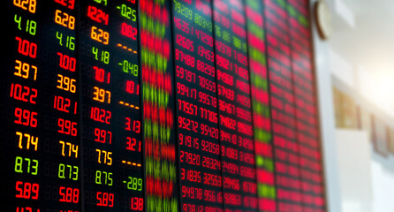 Fototapeta premium Display view of stock market quotes in China