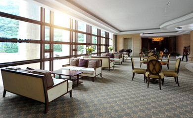 Modern office bar with chairs, sofa and table