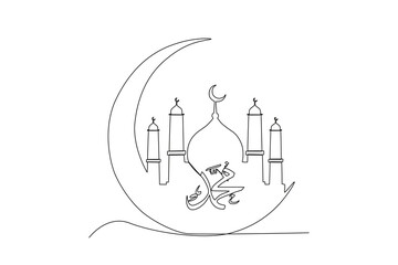 A concept of mawlid nabi. Mawlid one-line drawing