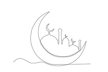 Mawlid celebration month. Mawlid one-line drawing