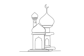 A mosque where Mawlid is celebrated. Mawlid one-line drawing