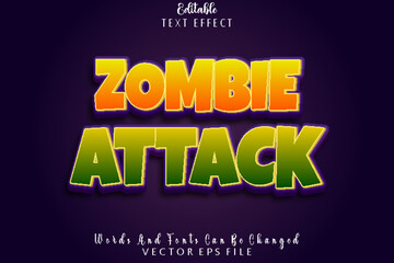 Zombie Attack Editable Text Effect Emboss Cartoon Style