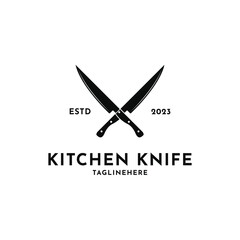 Knife crossed logo design vintage retro