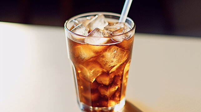 cola with ice HD 8K wallpaper Stock Photographic Image
