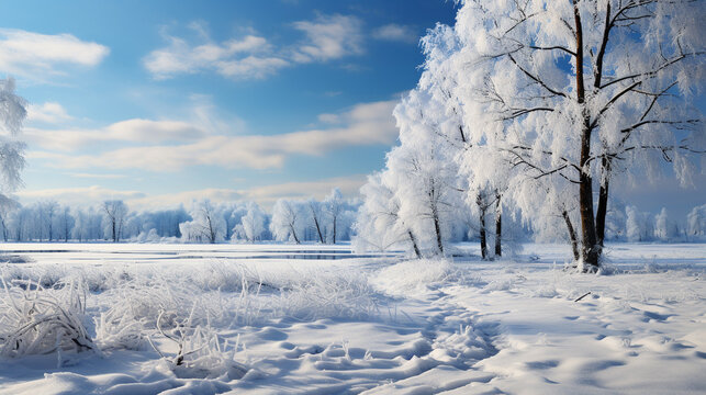 snow covered trees HD 8K wallpaper Stock Photographic Image
