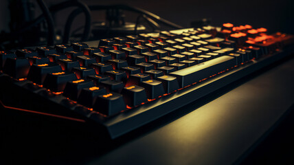 Obraz premium ゲーミングキーボード, gaming keyboard, キーボード, keyboard, ゲーム, game, LED, ゲーミング, 鍵盤, コンピュータ, テクノロジー, ノートパソコン, ビジネス, キー, インターネット, オフィス, ボタン, 黒, 仕事, キー, タイピング, ボタン, 種類, キーパッド, アップ, 投入, マクロ, エレクトロニクス, 備品, 赤, アップ, デー