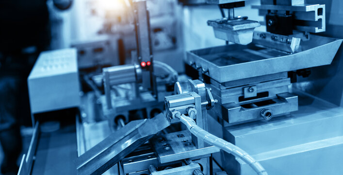 Detail of modern CNC machine in a factory