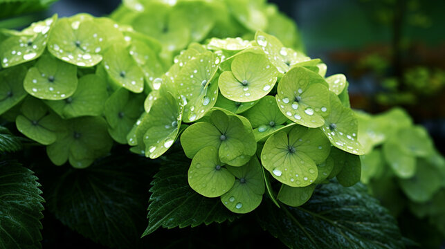 leaf with dew drops HD 8K wallpaper Stock Photographic Image
