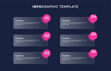 Business timeline infographic Glass morphism effect vector illustration