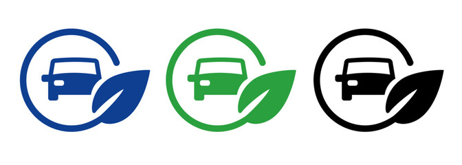 Bio diesel biofuel car dispenser symbol icon oil pump leaf logo car in circle blue green black color