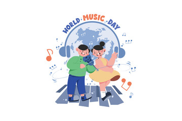 World Music Day Illustration concept on white background