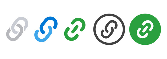 Hyperlink link chain symbol icon set collection attachment