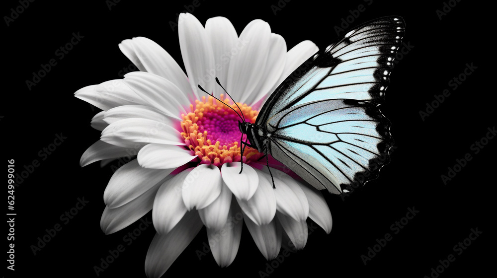 Wall mural flower on black HD 8K wallpaper Stock Photographic Image
