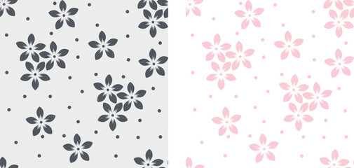 Seamless pattern of simple flowers on a pastel background, for background, printing, fabric, fashion