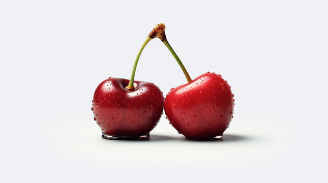 cherries on white background HD 8K wallpaper Stock Photographic Image
