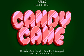Candy Cane Editable Text Effect Emboss Cartoon Style