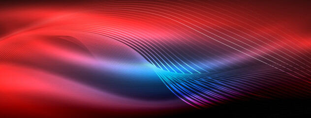 Glowing neon wave abstract background - vibrant, luminescent waves pulsate in a captivating and electrifying display