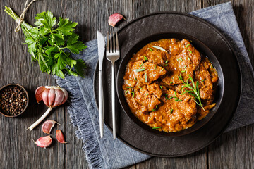Cube Steak with Brown Balsamic Onion Gravy in bowl