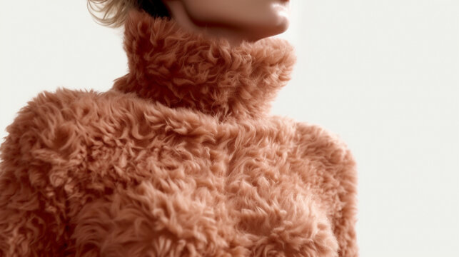 girl in fur coat HD 8K wallpaper Stock Photographic Image
