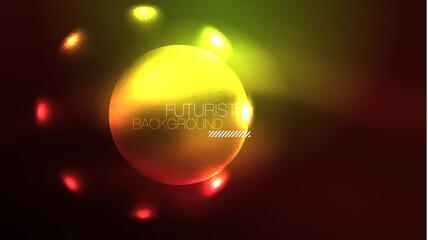 Neon glowing circles, magic energy space light concept, abstract background wallpaper design