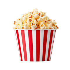 Bucket of popcorn on transparent background Remove png created with Generative AI, Clipping Path - obrazy, fototapety, plakaty