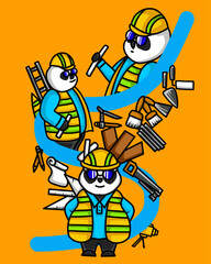 a cartoon illustration of being a construction worker