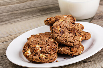 Close up of delicious tempting Chocolate Chip Cookies