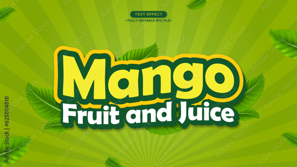 Canvas Prints mango fruit and juice text effect for headline and tittle promotion design