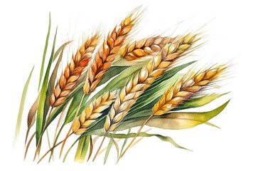 Illustration watercolor of oat, on transparent background with png file.