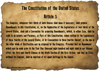 Constitution of the United States is the fundamental governing document of the United States of America. Amendments, Articles, and Preamble. - obrazy, fototapety, plakaty