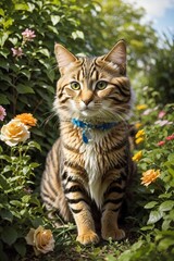 Naklejka na ściany i meble An adorable cat in the garden