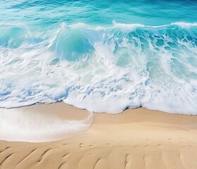 Fototapeta na wymiar Blue surf on yellow sand. Creating an AI.