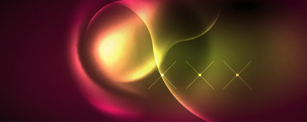 Neon glowing waves, magic energy space light concept, abstract background wallpaper design