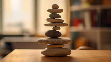 stack of stones HD 8K wallpaper Stock Photographic Image
