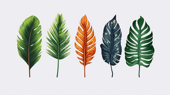 set of leaves HD 8K wallpaper Stock Photographic Image
