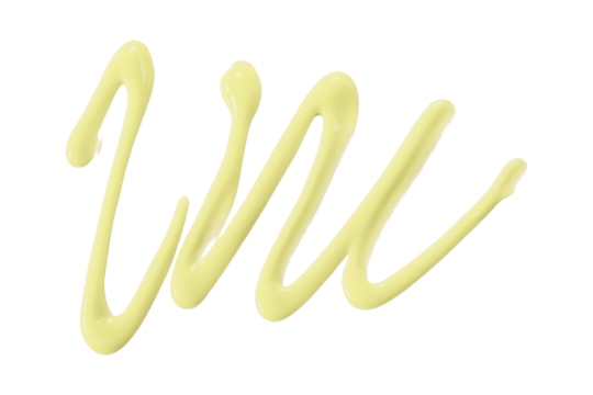 light yellow watercolor zigzag drop isolated on transparent background