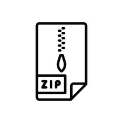 Black line icon for zip 