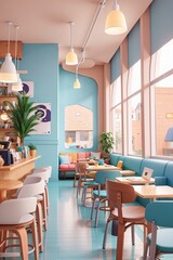 The colorful decorated coffee shop 