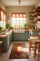 Fototapeta na wymiar Modern decorated kitchen with windows