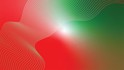 green red white abstract tech wavy lines gradient background  © Dipak