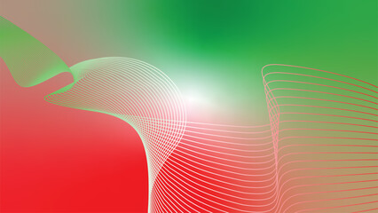 green red white abstract tech wavy lines gradient background  © Dipak