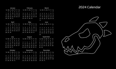 Calendar for 2024 Dragon
