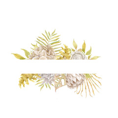 Fototapeta premium Floral boho frame. Watercolor flower for wedding invitaition, greeting card and over project.