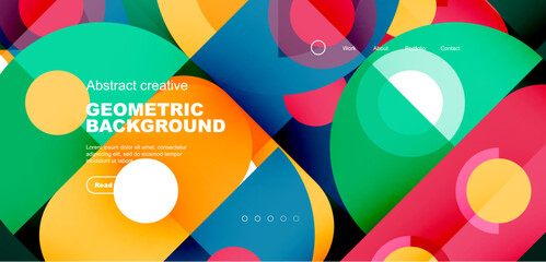 Simple circles and round elements pattern. Minimalist design geometric landing page. Creative concept for business, technology, science or print design